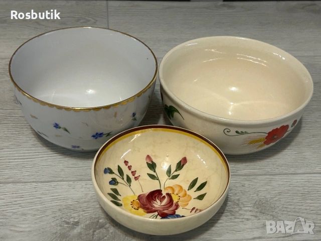 Лот от три старинни купички , снимка 9 - Чинии - 53412982