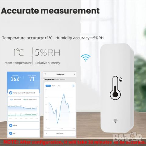 Tuya / Smart Life Стенен сензор за температура и влажност, снимка 3 - Друга електроника - 46351137