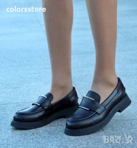 Равни обувки - черна ЕСТЕСТВЕНА кожа - 33105