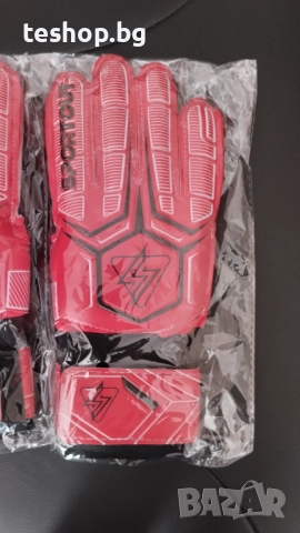 Вратарски ръкавици SPORTOUT дишащи 4 мм латекс ЧЕРВЕНИ, снимка 3 - Футбол - 52199321