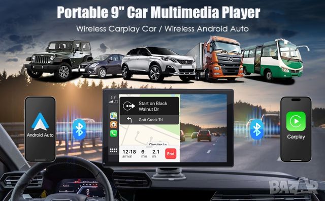 Auto Car Radio Bluetooth GPS навигация FM AUX Автомобилен мултимедиен плейър
, снимка 12 - Bluetooth слушалки - 46189896