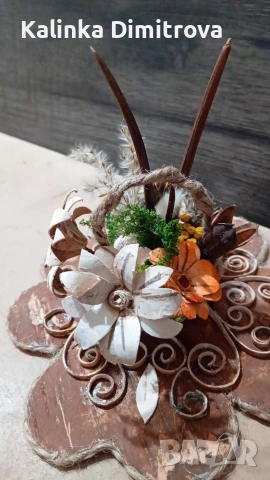 Декорация-кошничка с цветя., снимка 2 - Декорация за дома - 53055645