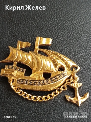 Красива значка кораб с котва ⚓ перфектно състояние за КОЛЕКЦИЯ 80703, снимка 2 - Колекции - 51393939