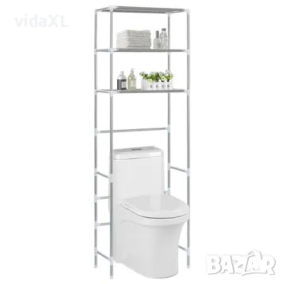 vidaXL Стелаж за съхранение над тоалетна 3 рафта сребрист 53x28x169 см (SKU:282464), снимка 2 - Етажерки - 49351651