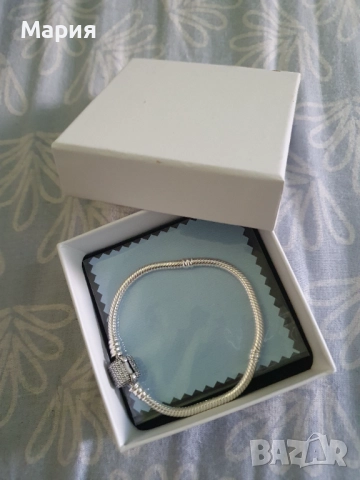 Сребърна гривна тип Пандора , снимка 4 - Гривни - 52649502