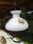 Старинен полилей от ковано желязо с голяма стъкленица с флорални мотиви , снимка 7