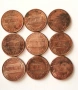 Американски монети 9 монети от САЩ 1 цент САЩ , снимка 5