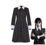 Костюм  Wednesday Addams Дамска черна рокля с шарка с дълъг ръкав. Косплей костюм. Размер – L, черно, снимка 1 - Рокли - 45649775