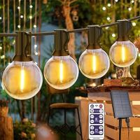 Aiyclan външни соларни лампи 15M 25+2 LED, G40 пластмасови нечупливи крушки, за декорация на градина, снимка 7 - Соларни лампи - 45633175
