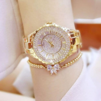 Уникален дамски часовник с циферблат, покрит с камъни., снимка 3 - Дамски - 45060714