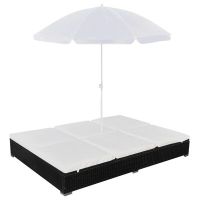 vidaXL Градинско лаундж легло с чадър, полиратан, черно（SKU:42950, снимка 1 - Градински мебели, декорация  - 45088557