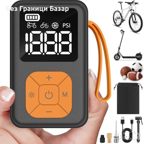Нова Мини електрическа помпа 150 PSI с манометър за гуми колело компресор, снимка 1