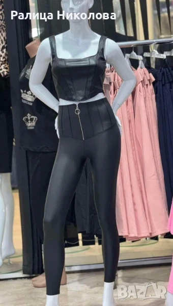 Черен елестичен клин с цип отпред С/M, снимка 1