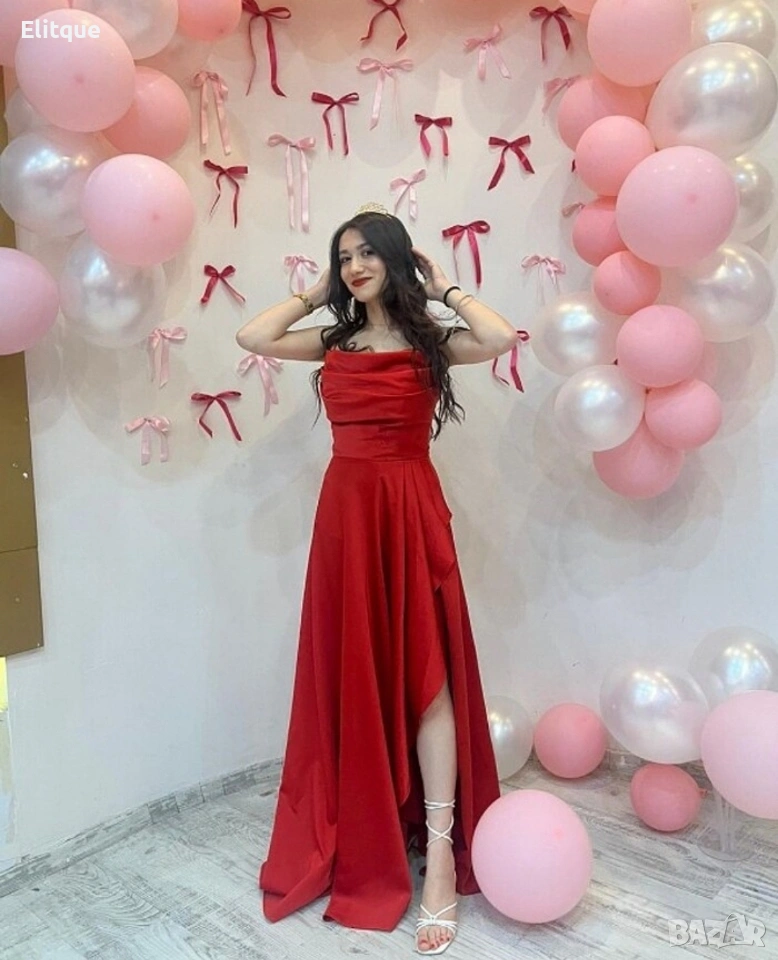 ⭐️Дълги сатенени рокли с цепка, снимка 1