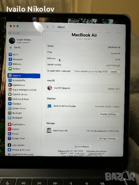 macbook air m3, снимка 1