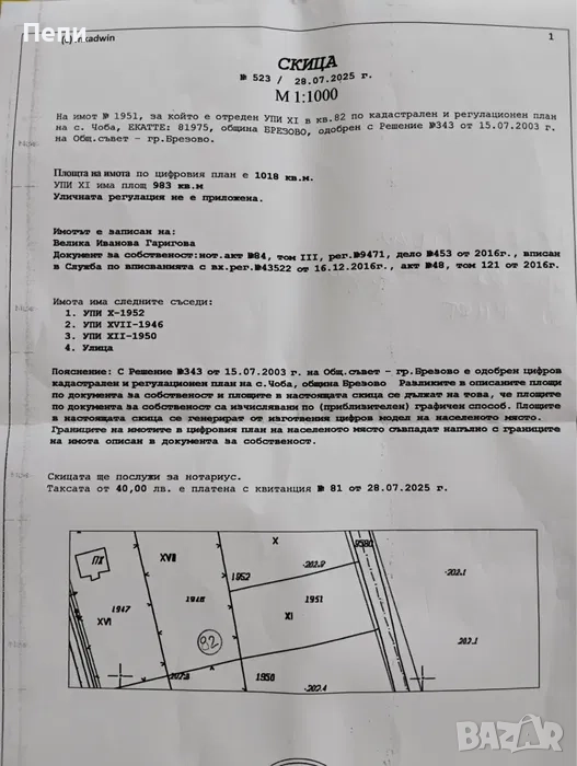 Топ оферта! УПИ в с. Чоба, снимка 1