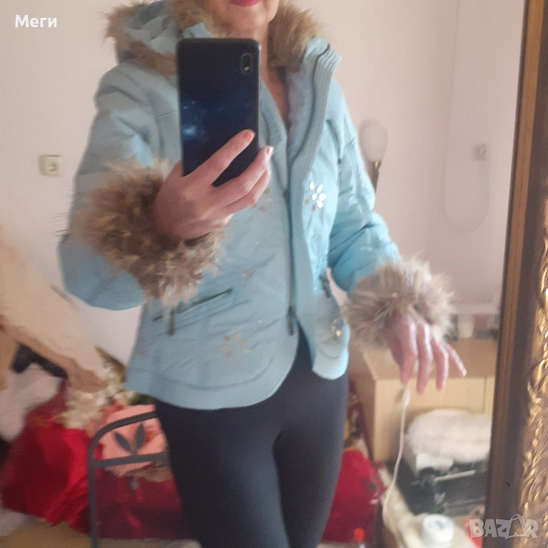 дамско-младежко нежно светло зелено- синьо късо с етикета яке, снимка 1