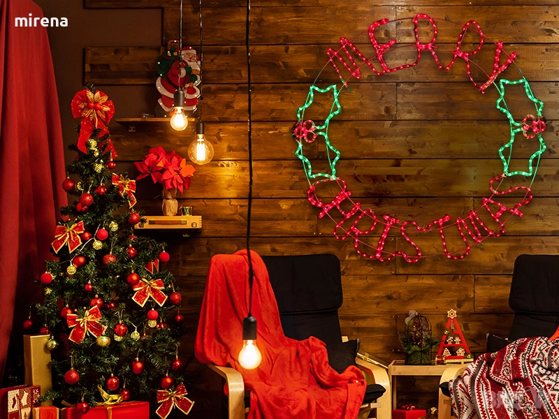 Лед Led светлинен надпис кръгла Весела коледа Merry Christmas, снимка 1