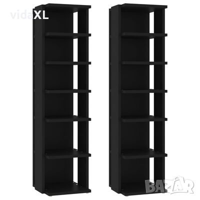 vidaXL Шкафове за обувки, 2 бр, черни, 27,5x27x102 см（SKU:808488, снимка 1