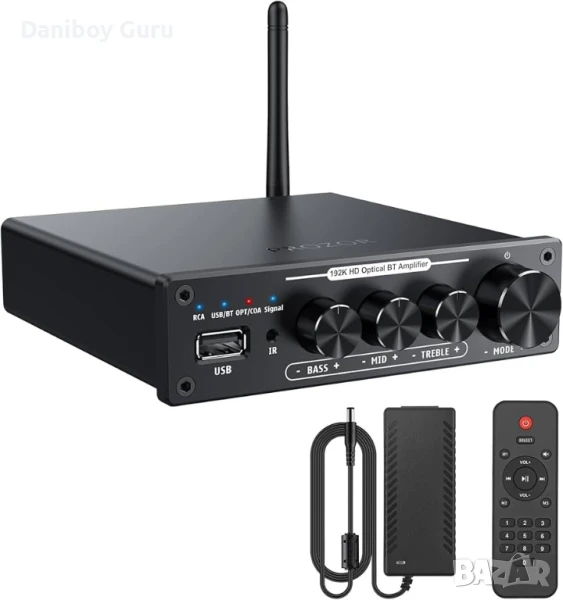 PROZOR DAC 192kHz/24bit цифров стерео аудио усилвател, Hi-Fi Bluetooth усилвател  DAC 2-канален 100W, снимка 1