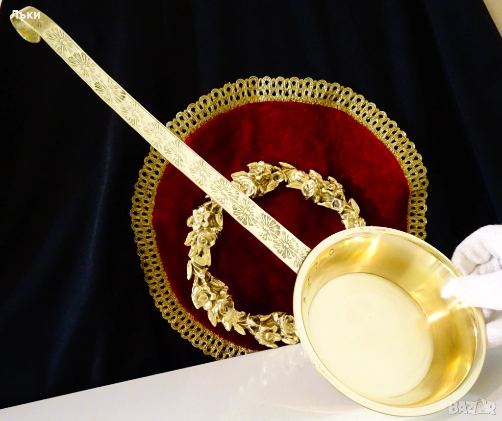 Бронзов черпак 500 мл.,позлата. , снимка 1