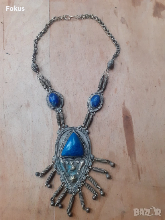 Стар етнографски дамски накит с лапис лазули за носия, снимка 1