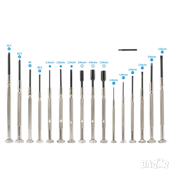 Отвертки, 16 бр.- Кръстати, Шестограмни, Шестограм с отвор, Прави, снимка 1