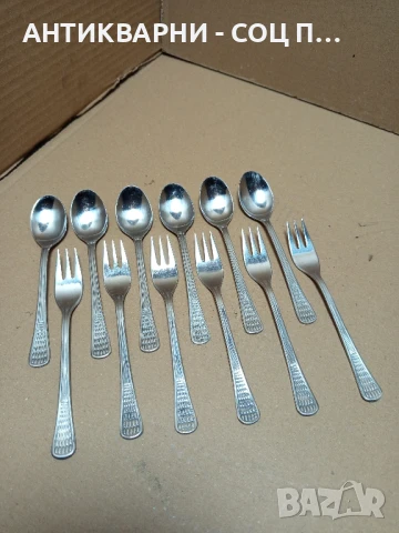  Комплект Соц Стари Десертни Лъжици И Вилици Щамповани Д.Хинков.