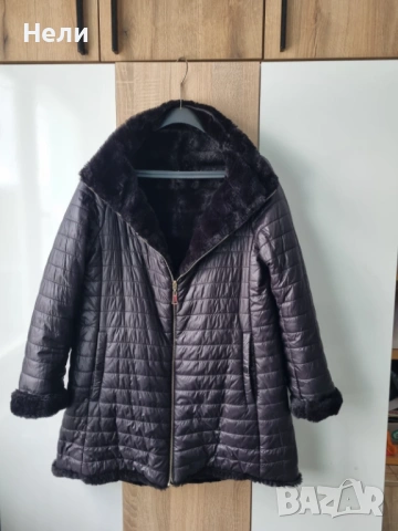 Двулицево дамско палто еко пух. , снимка 7 - Якета - 53131276