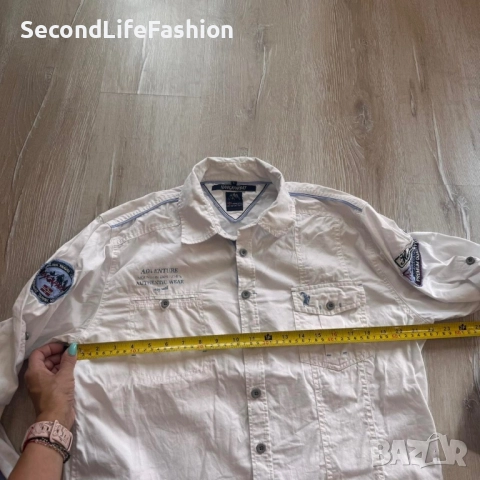 Мъжка риза Nangaparbat Himalaya Adventure Team с копчета размер L бяла, снимка 4 - Ризи - 52875898