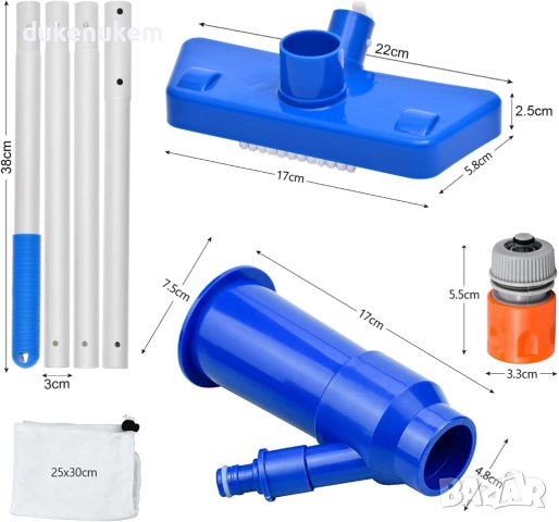Прахосмукачка за басейн, с четка и 4 подвижни алуминиеви пръта, 143 см, снимка 6 - Басейни и аксесоари - 52209142