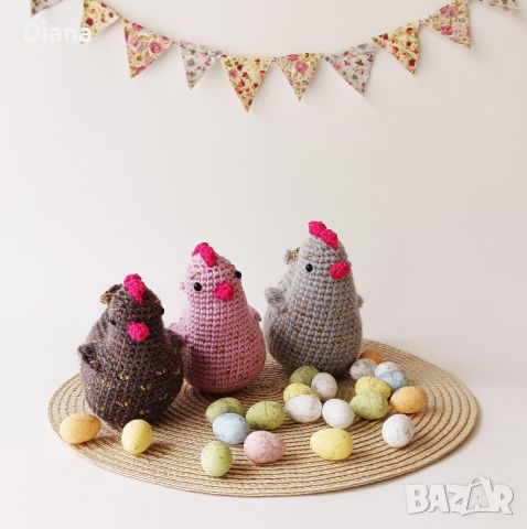 Великденска декорация, плетени кокошки, играчки ръчна изработка , снимка 5 - Декорация за дома - 45250254