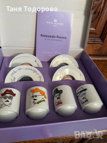 Неизползван комплект от 6 еспресо чаши с чинийки от португалската марка Vista Alegre, снимка 2 - Колекции - 54073822