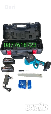 Акумулаторен верижен безчетков мини трион(резачка) 21v