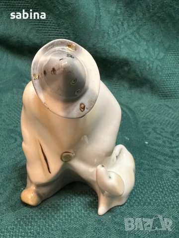 Винтидж рядка порцеланова статуетка „Клоунът Моливко с кучето Клякса“,  Полонски ЗХК. СССР, 1985 г. , снимка 2 - Антикварни и старинни предмети - 52999046