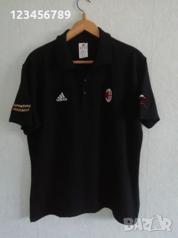 AC Milan Adidas 2XL памучна оригинална поло черна тениска Милан Supporters XXL