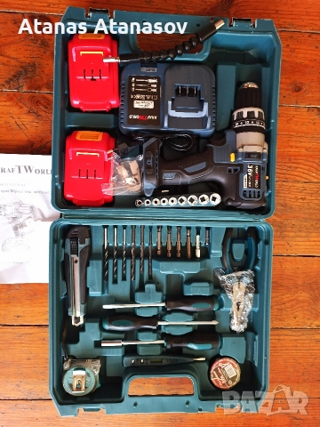 Акумулаторен Винтоверт KraftWorld – комплект с всички важни инструменти. , снимка 6 - Други инструменти - 52942126