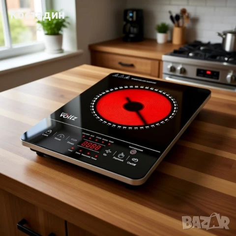 Котлон Voltz, 2000W, Кристална плоча с инфрачервен нагревател, 28х36см, LED екран, Таймер