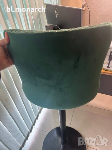 Елегантни бар столове H-117 (Тъмнозелено кадифе) – Сглобени!, снимка 6 - Столове - 53737394