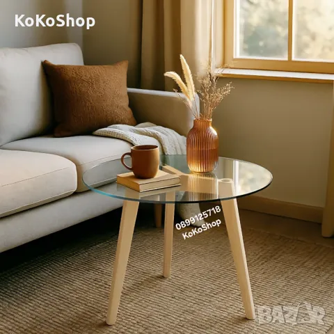 Маса-50х49 см./помощна маса със стъклен плот/маса за кафе