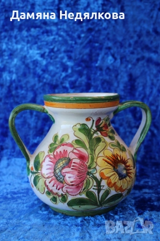 красива ваза с ръчно рисувани цветя, снимка 3 - Вази - 51551739