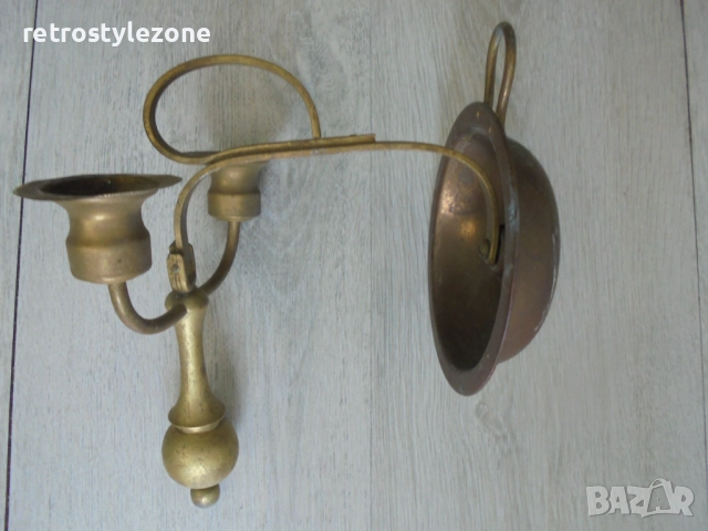 № 8226 Стар корабен свещник с две рамена  , снимка 5 - Други ценни предмети - 51546925