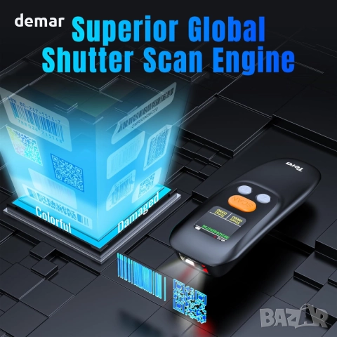 Мини безжичен скенер за баркодове Tera 1600, 1.4" екран, 1200 mAh, снимка 7 - Друга електроника - 52074035