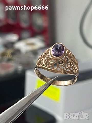 Златен пръстен 14 карата с руски маркировки , снимка 2 - Пръстени - 53273846