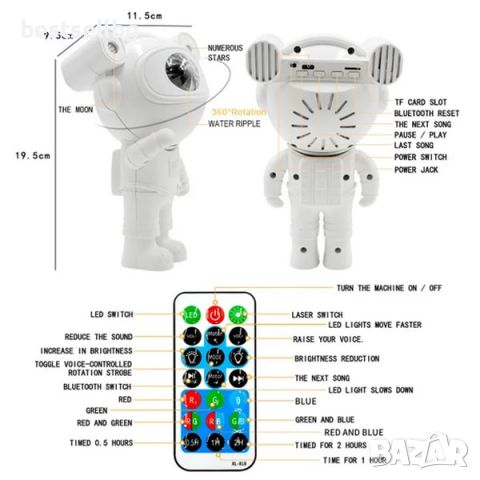Лазерен звезден проектор астронавт парти диско лампа нощна LED, снимка 5 - Детски нощни лампи - 45418851