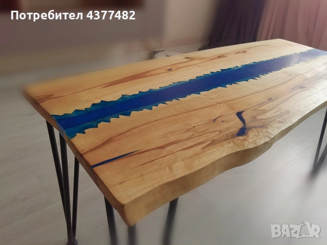 Холна маса от масивно дърво и епоксидна смола , снимка 4 - Маси - 53879969