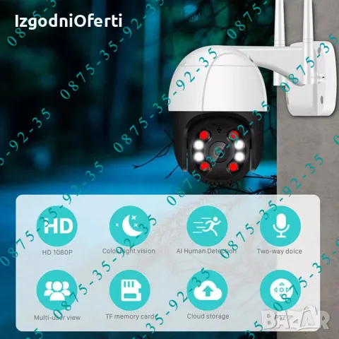 iCSee 8MP Куполна PTZ IP CAMERA WiFi Външна ВОДОУСТОЙЧИВА камера Wi-Fi, снимка 7 - IP камери - 49639867