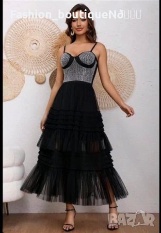 🖤Зашеметяваща рокля в класическо черно с камъни за разкош! 😍  , снимка 3 - Рокли - 45630594