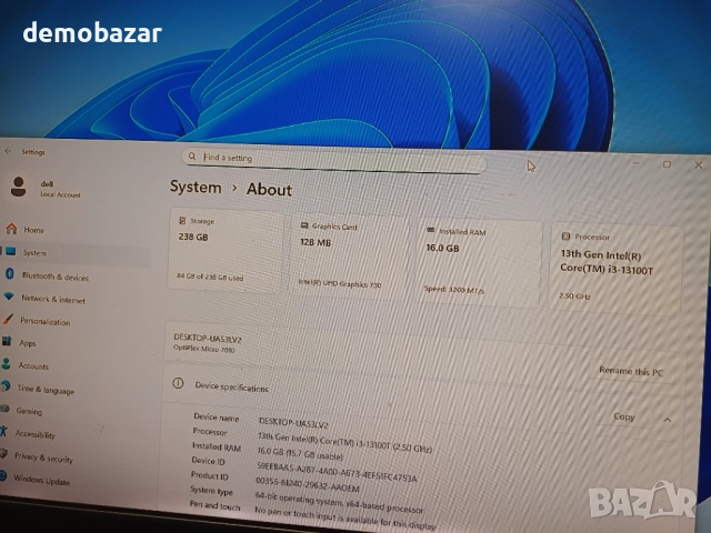 Dell OptiPlex Micro 7010 Core™ i3-13100T/16GB DDR4/256GB SSD NVme, снимка 4 - Работни компютри - 52846265