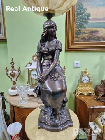 Прекрасна голяма антикварна холандска фигурална настолна лампа , снимка 4 - Антикварни и старинни предмети - 45218899